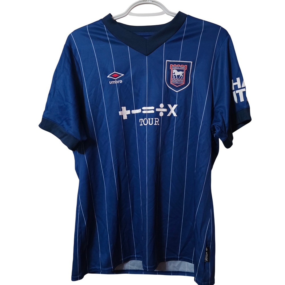 Umbro Ipswich‎ Town 2024-25 Home Shirt Blue Pinstripe Soccer Jersey Women 12
